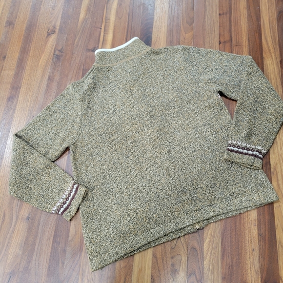 Vintage Woolrich Zip Front Embroidered Fall Motif Sweater Fleece Neckline Medium - Picture 2 of 12